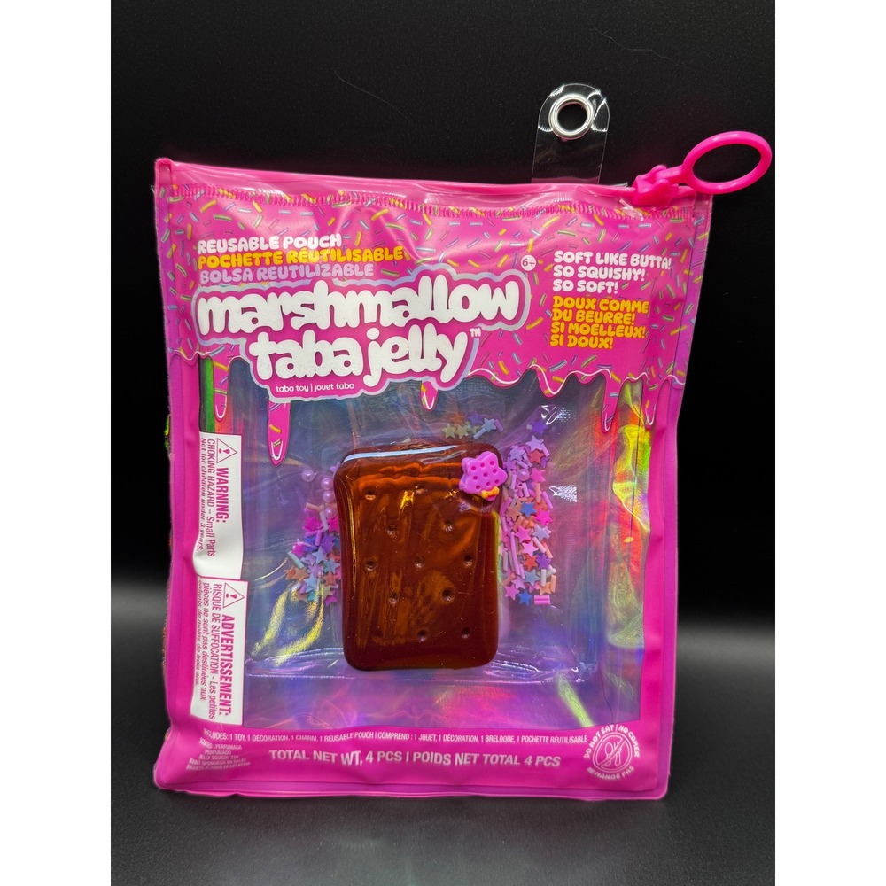 Marshmallow Taba Jelly Squishy Toy 4pc Set Chocolate Reusable Pouch Fidget Toy